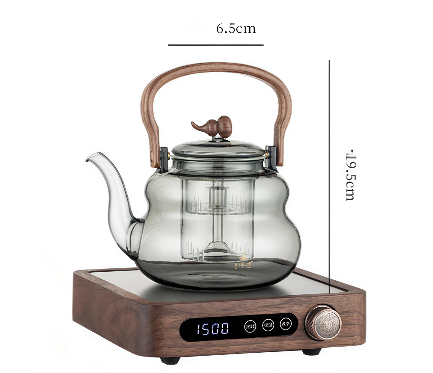 Walnut wood glass teapot